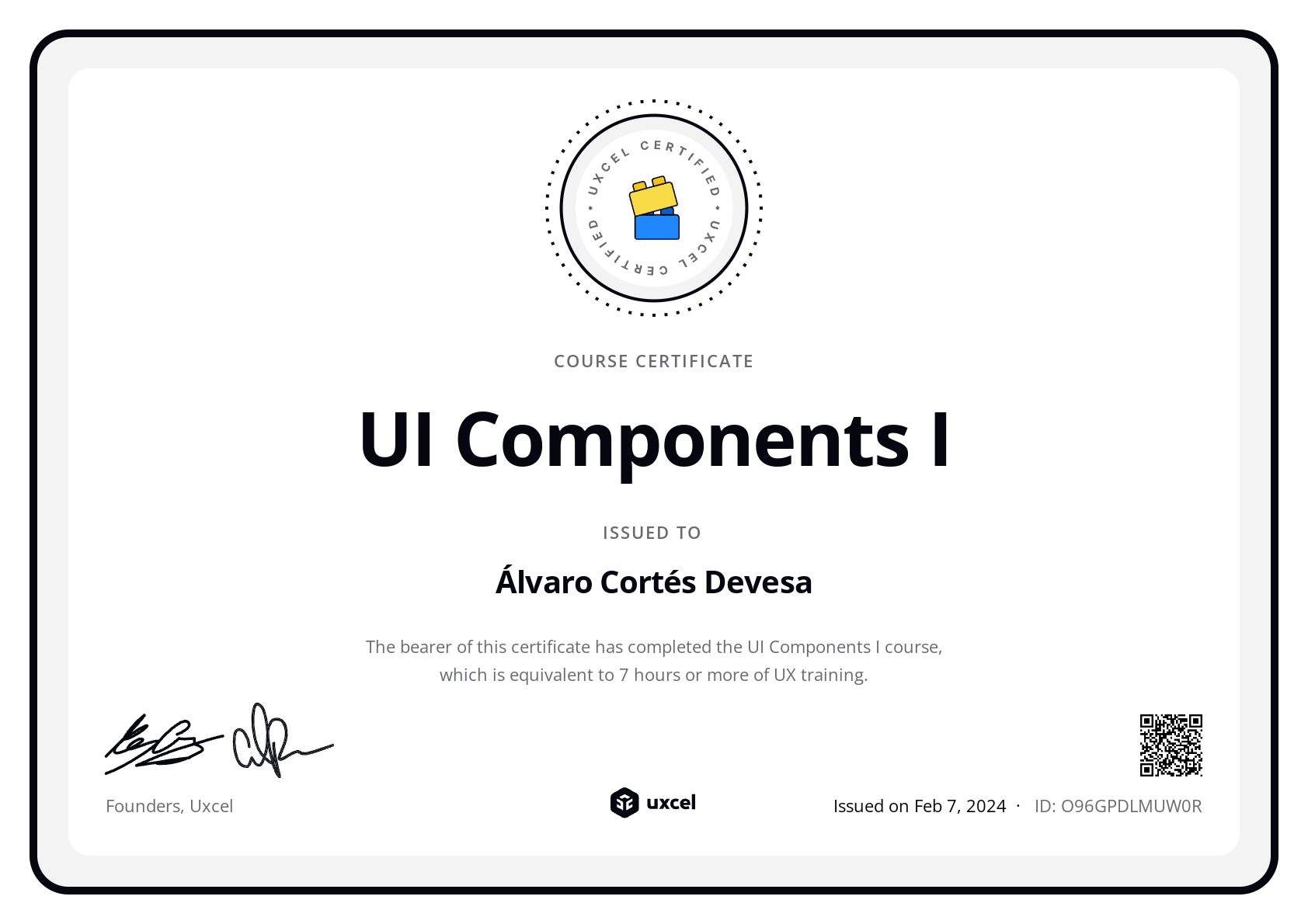 Álvaro Cortés Devesa's certificate